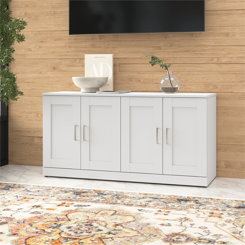 Bowery Hill 4 Door Set for 60W Bookshelf in White - Engineered Wood