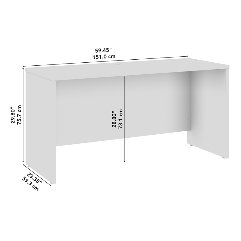 Bowery Hill 60W x 24D Credenza Desk in White - Engineered Wood