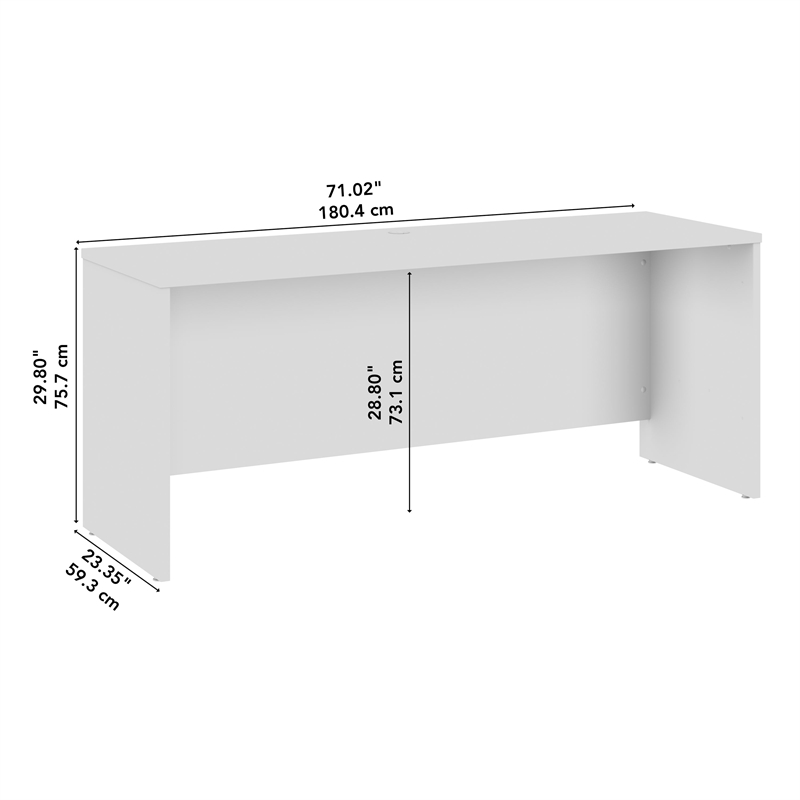Bowery Hill 72W x 24D Credenza Desk in White - Engineered Wood