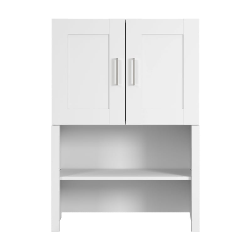 Bowery Hill Modern 30W Bookcase Hutch in White - Engineered Wood