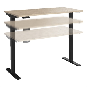 Bowery Hill 59&quot Engineered Wood Adjustable Standing Desk in Natural Elm/Black
