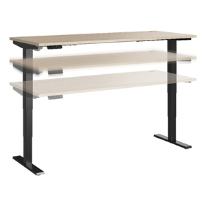 Bowery Hill 71&quot Engineered Wood Adjustable Standing Desk in Natural Elm/Black