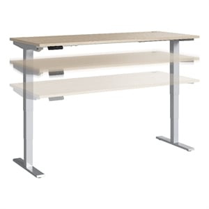 Bowery Hill 71&quot Engineered Wood Adjustable Standing Desk in Natural Elm/Silver