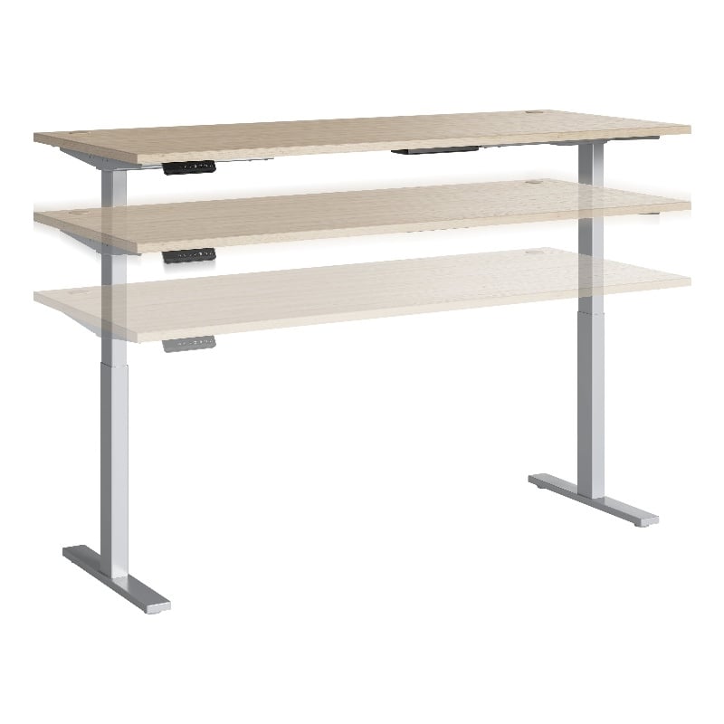 Bowery Hill 48W Adjustable Standing Desk in Natural Elm - Engineered Wood