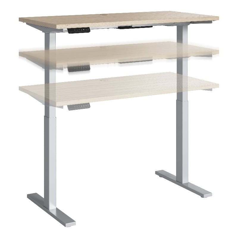 Bowery Hill 60W Adjustable Standing Desk in Natural Elm - Engineered Wood