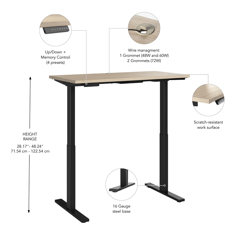 Bowery Hill 60W Adjustable Standing Desk in Natural Elm - Engineered Wood