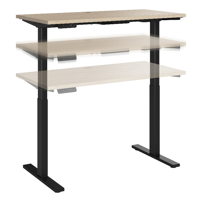 Bowery Hill 60W Adjustable Standing Desk in Natural Elm - Engineered Wood