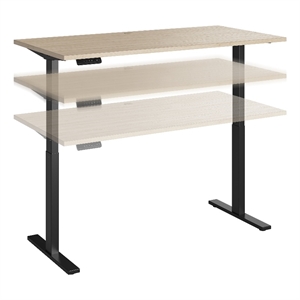 Bowery Hill 72W Adjustable Standing Desk in Natural Elm - Engineered Wood