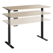 Bowery Hill 72W Adjustable Standing Desk in Natural Elm - Engineered Wood