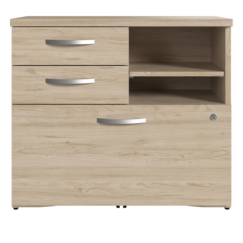 Bowery Hill Office Storage Cabinet with Drawers in Natural Elm - Engineered Wood