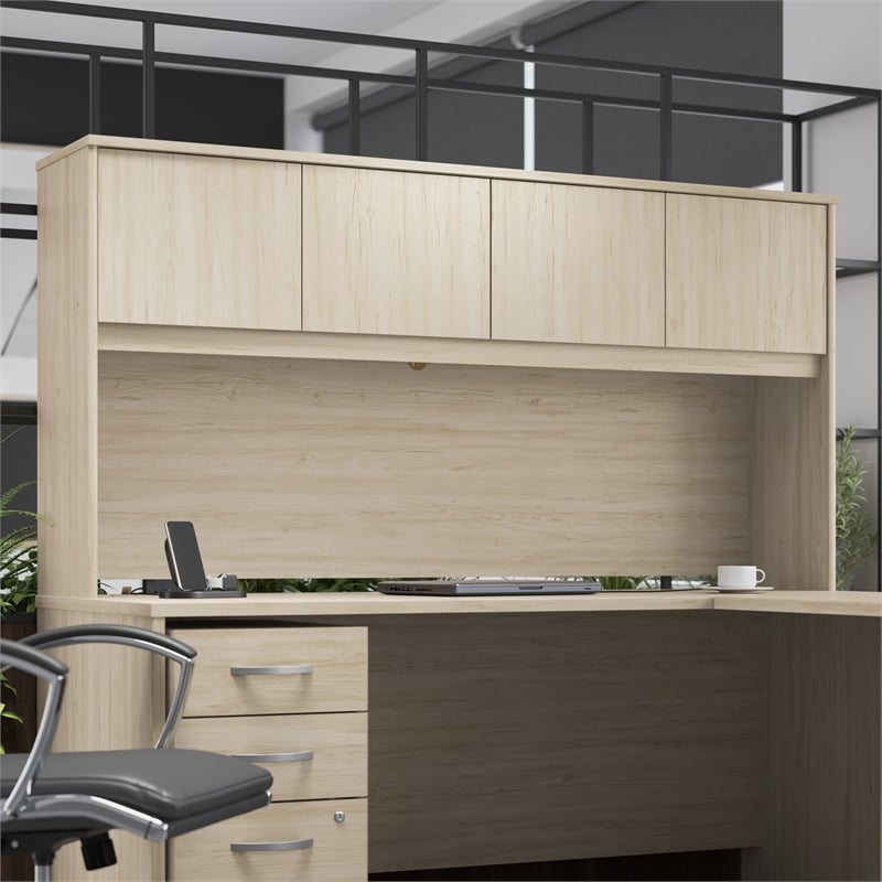 Bowery Hill Modern 72W Desk Hutch in Natural Elm - Engineered Wood