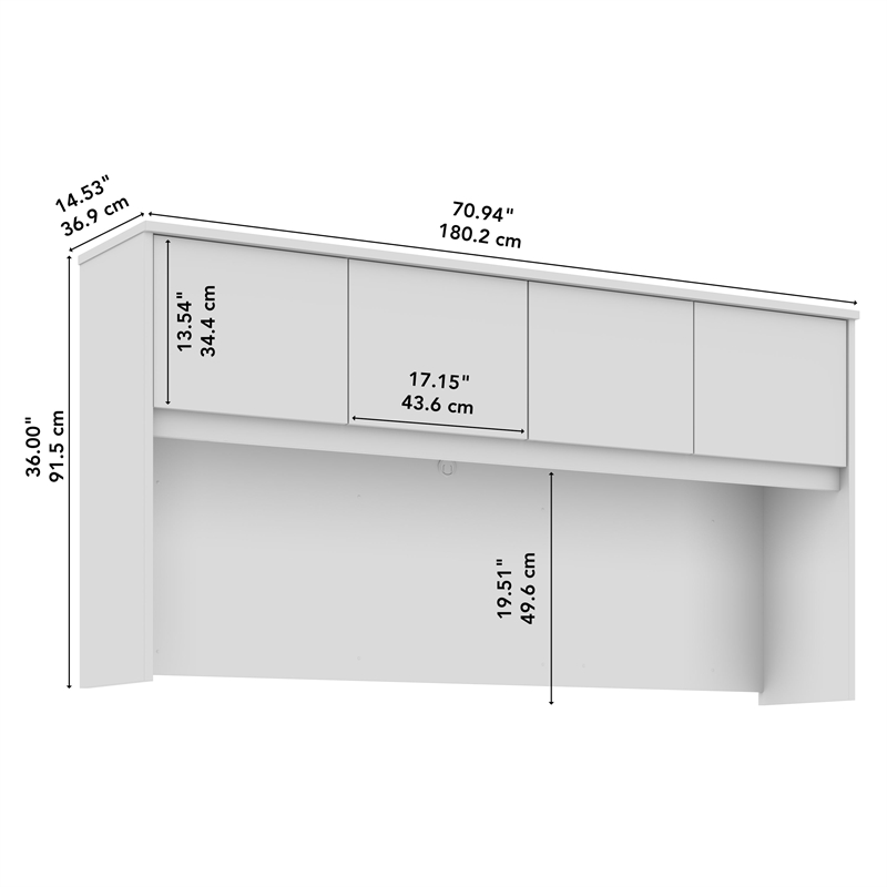 Bowery Hill Modern 72W Desk Hutch in Natural Elm - Engineered Wood
