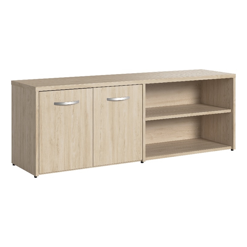 Bowery Hill Modern Low Storage Cabinet with Doors and Shelves