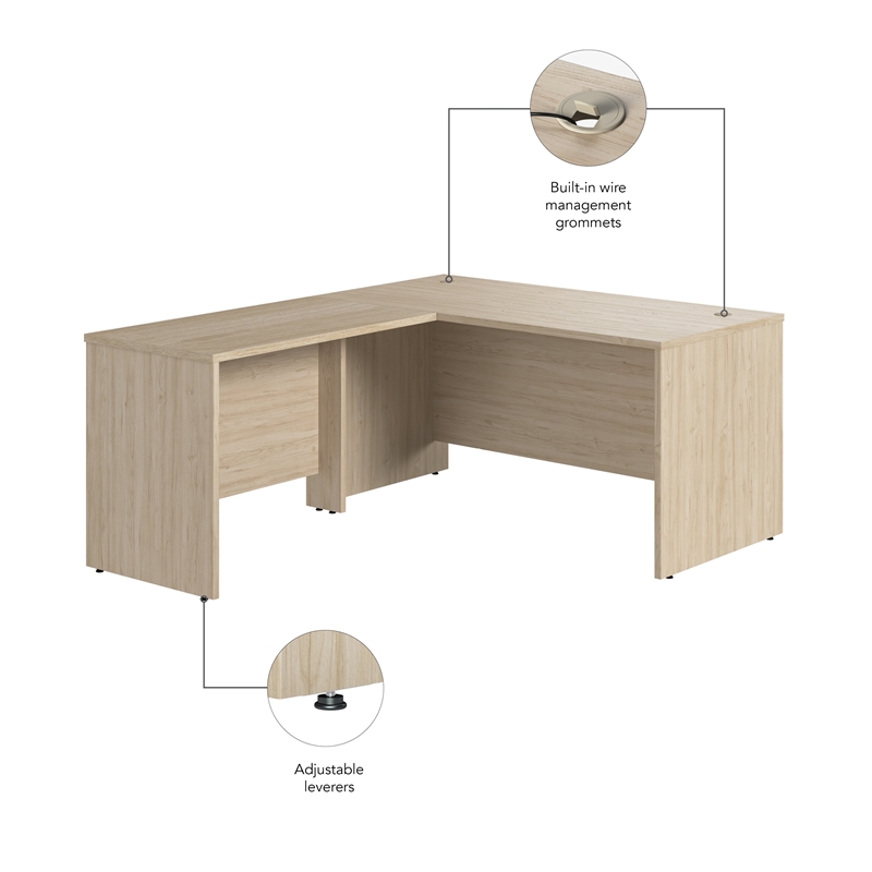 Bowery Hill 60W x 30D L Shaped Desk in Natural Elm - Engineered Wood