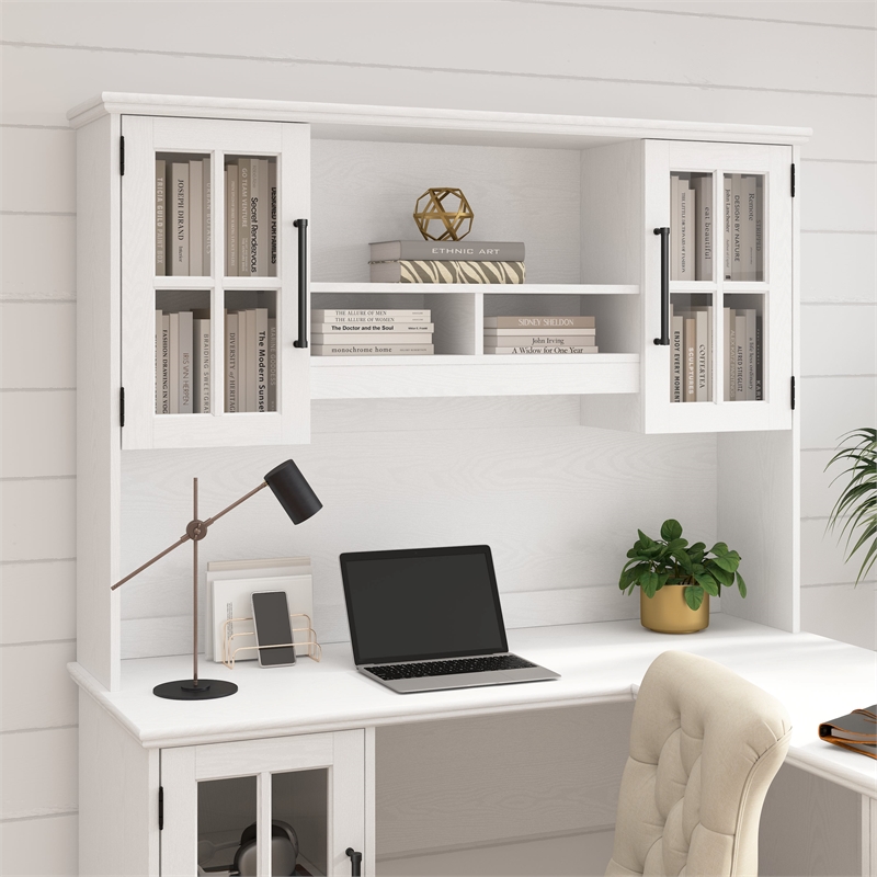 Bowery Hill Modern / Contemporary 60W Computer Desk Hutch in White