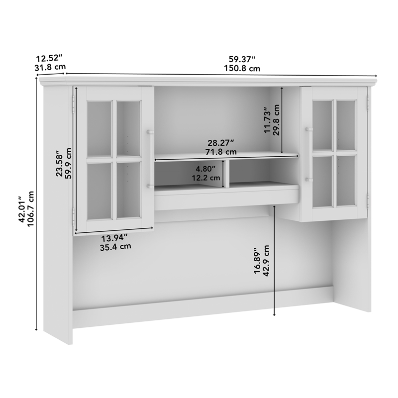Bowery Hill Modern / Contemporary 60W Computer Desk Hutch in White