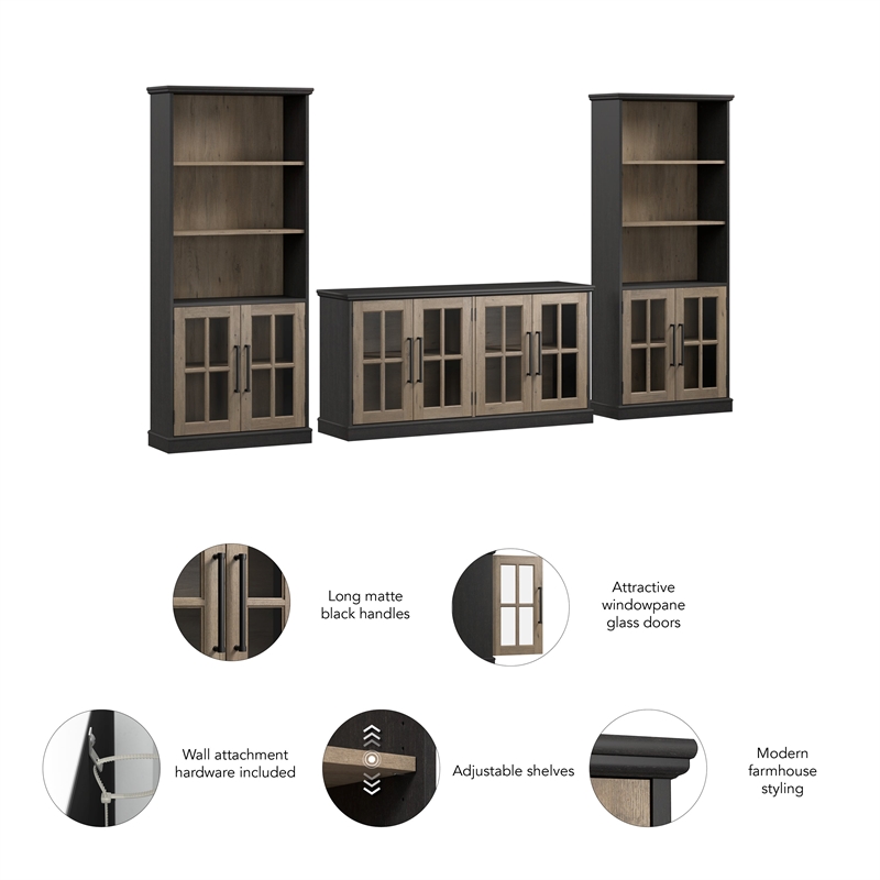 Bowery Hill Contemporary 60W TV Stand for 75 Inch TV with Bookcases
