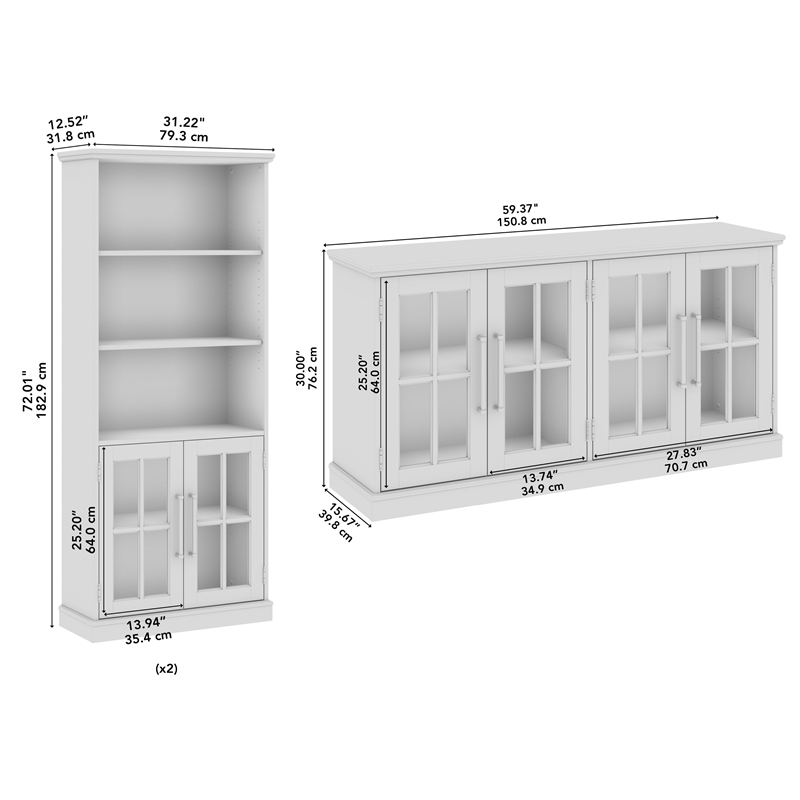 Bowery Hill Contemporary 60W TV Stand for 75 Inch TV with Bookcases