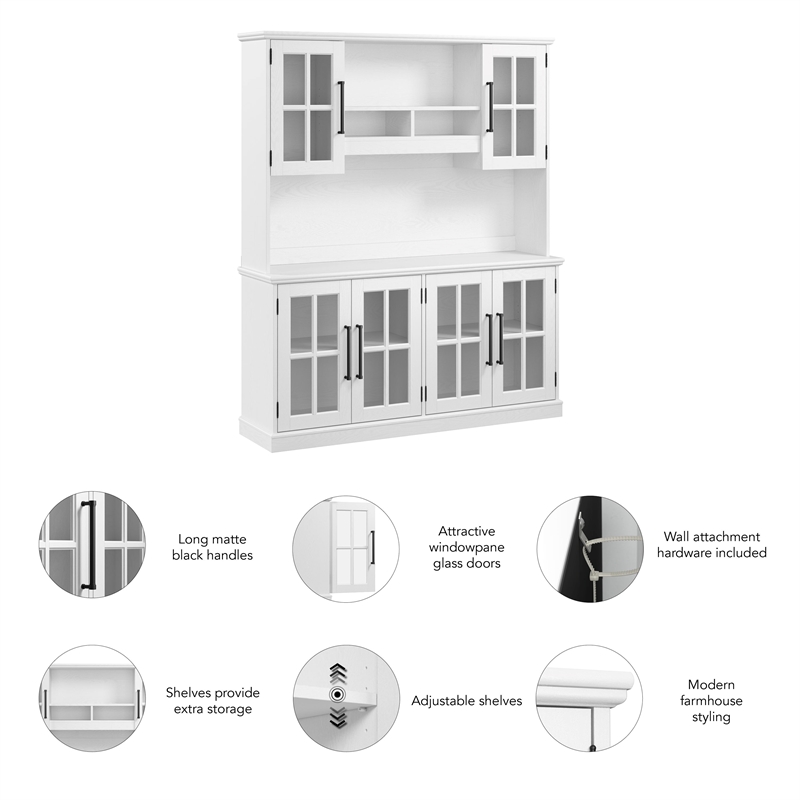 Bowery Hill Modern / Contemporary 60W Sideboard with Hutch in White