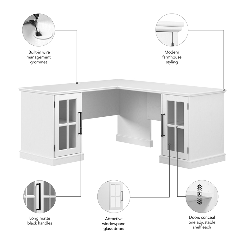 Bowery Hill Modern / Contemporary 60W L Shaped Desk with Storage