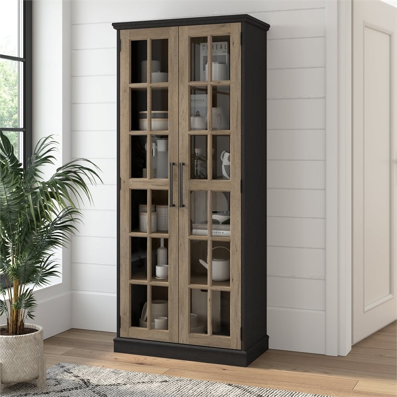 Bowery Hill Modern / Contemporary Curio Cabinet with Glass Doors