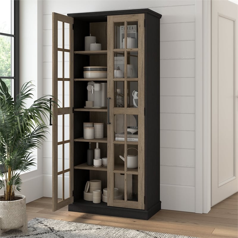 Bowery Hill Modern / Contemporary Curio Cabinet with Glass Doors
