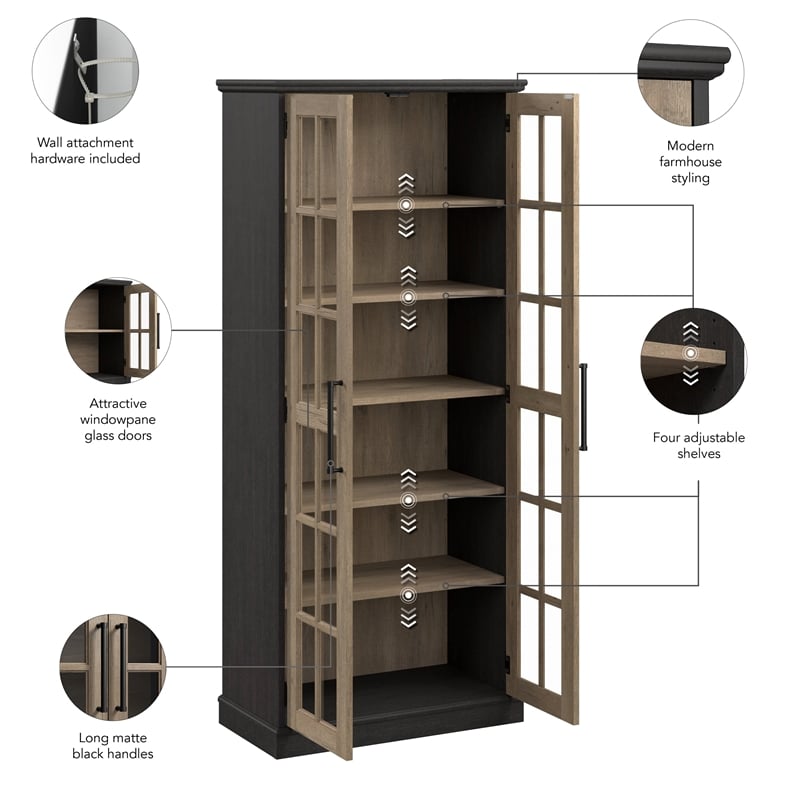 Bowery Hill Modern / Contemporary Curio Cabinet with Glass Doors