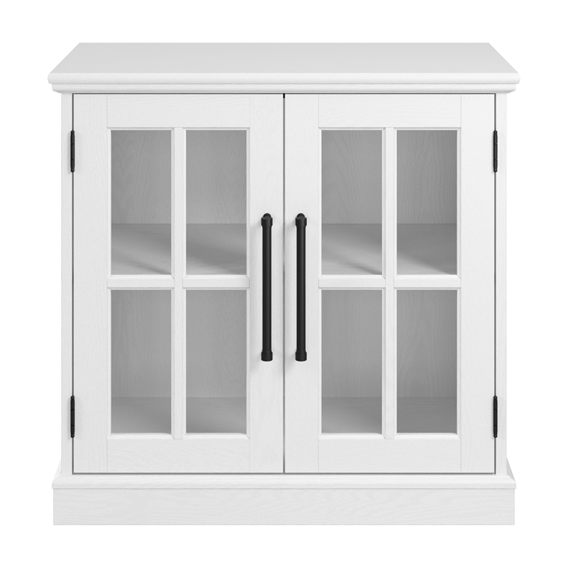 Bowery Hill 32W Storage Cabinet with Glass Doors in White - Engineered Wood