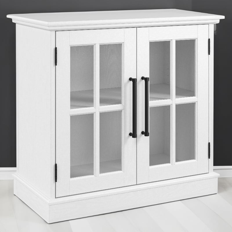 Bowery Hill 32W Storage Cabinet with Glass Doors in White - Engineered Wood