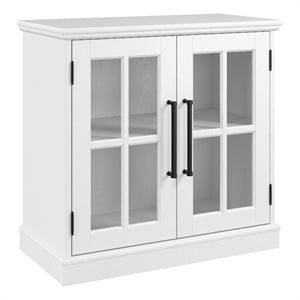 Bowery Hill 32W Storage Cabinet with Glass Doors in White - Engineered Wood