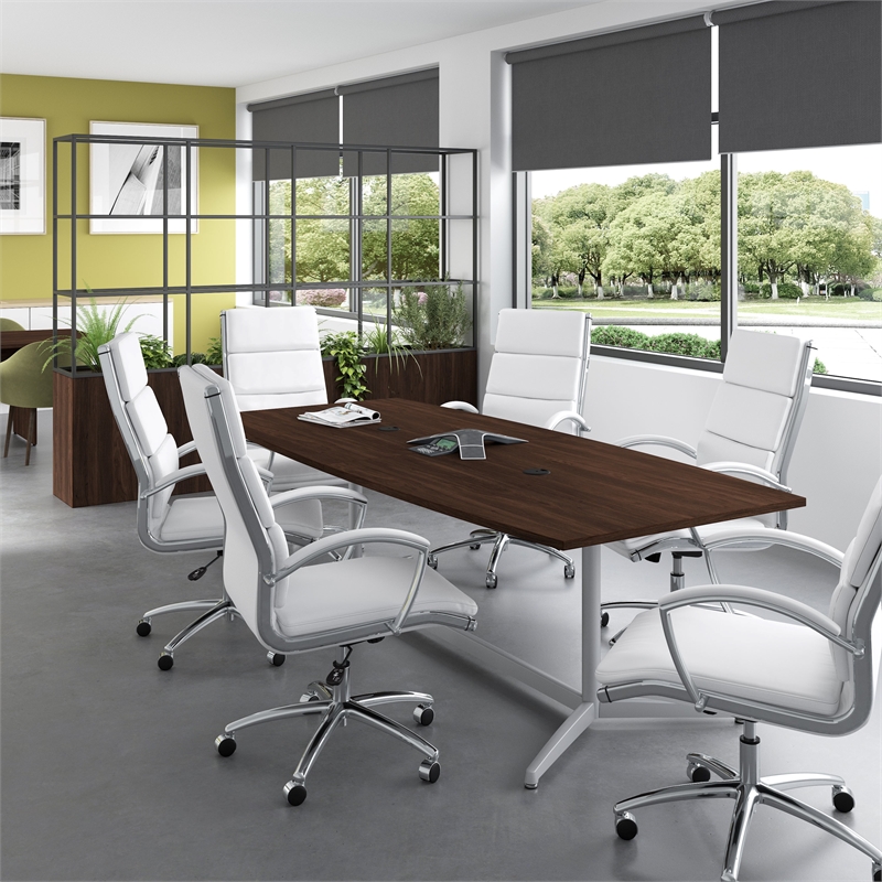 Bowery Hill 96W x 42D Boat Shaped Conference Table in Black Walnut