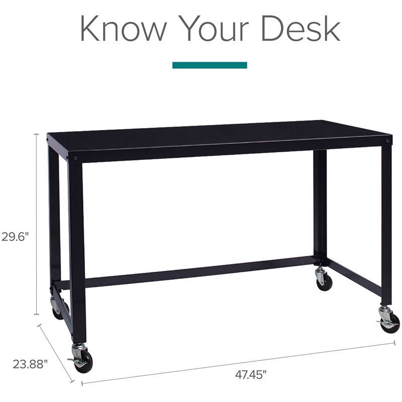 Bowery Hill 2 Piece Office Set with Desk and Filing Cabinet in Black