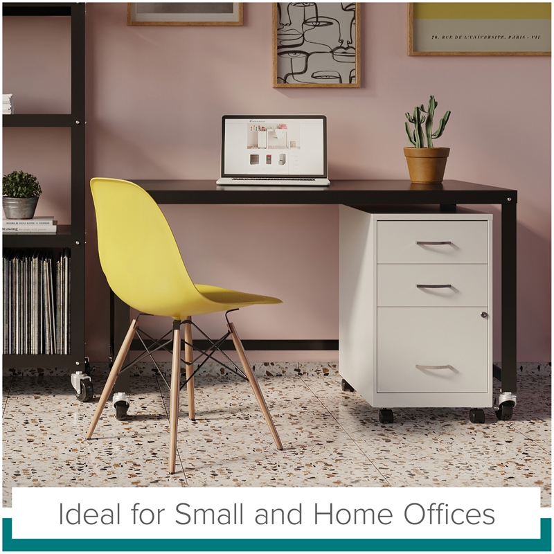 Bowery Hill 2 Piece Office Set with Desk and Filing Cabinet in Black