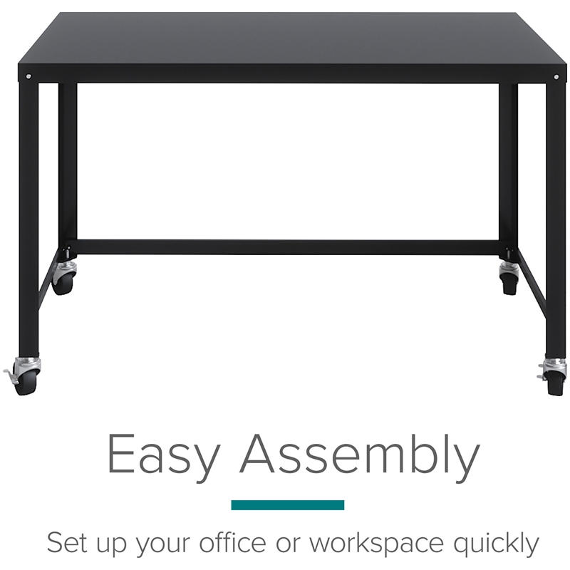 Bowery Hill 2 Piece Office Set with Desk and Filing Cabinet in Black