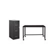 Bowery Hill 2 Piece Office Set with Desk and Filing Cabinet in Black