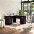 Bowery Hill Engineered Wood 60W L Shaped Computer Desk with Storage in Espresso