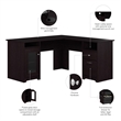 Bowery Hill Engineered Wood 60W L Shaped Computer Desk with Storage in Espresso