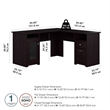 Bowery Hill Engineered Wood 60W L Shaped Computer Desk with Storage in Espresso