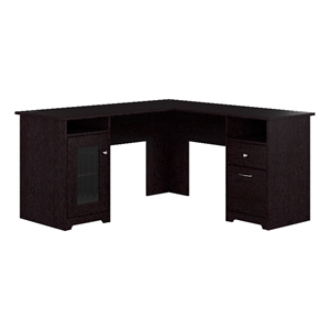 Bowery Hill Engineered Wood 60W L Shaped Computer Desk with Storage in Espresso