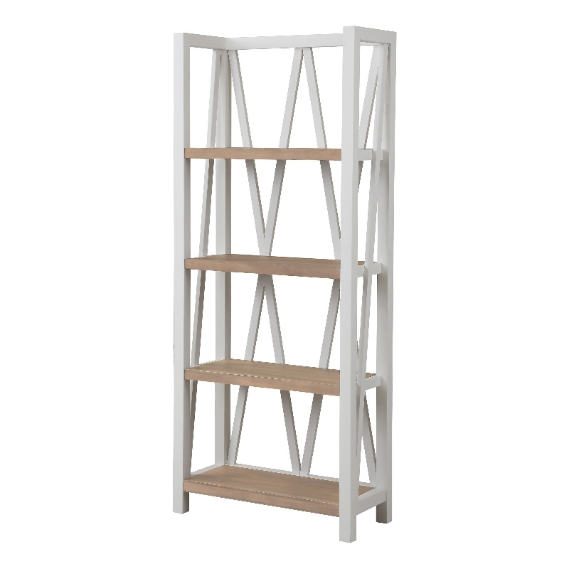 Bowery Hill Traditional Wood Etagere Bookcase in White Finish