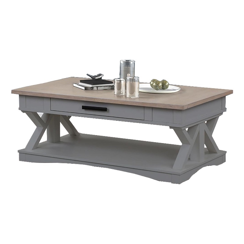 Bowery Hill Traditional Wood Cocktail Table in Dove Gray Finish