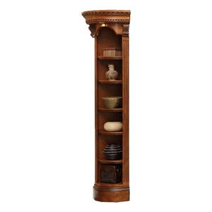 Bowery Hill Traditional Wood Outside Corner Bookcase in Brown
