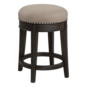 Bowery Hill Traditional Wood Swivel Stool in Smokey Gray/Brown