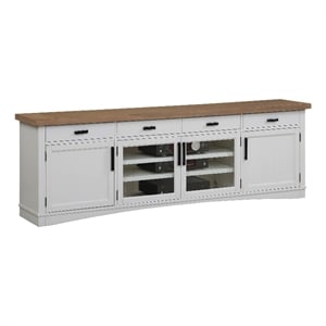 Bowery Hill Americana Wood Modern - Cotton 92&quot TV Console in White