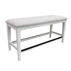Bowery Hill Traditional 49&quotH Wood Upholstered Counter Bench in White