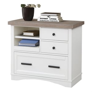 Bowery Hill Traditional Wood Functional File with Power Center in White