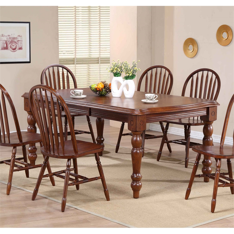 Bowery Hill Rectangle Butterfly Leaf Extendable Dining Table Chestnut Brown Wood
