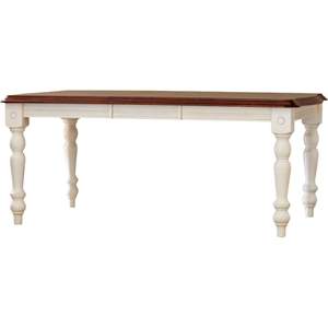 Bowery Hill Rectangle Extendable Dining Table Antique White/Chestnut Brown Wood