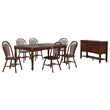 Bowery Hill 8PC Rectangle Extendable Dining Table Set w Sideboard Brown Wood