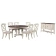 Bowery Hill Extendable Dining Set and Sideboard in White / Chestnut Brown Wood